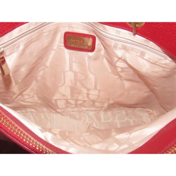 Furla St Alice True Red Leather Gold Accents Satchel - Picture 3 of 12